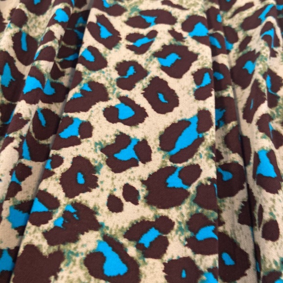 Teal brown leopard size 6 animal print sleeveless dress elastic waist - Picture 2 of 9